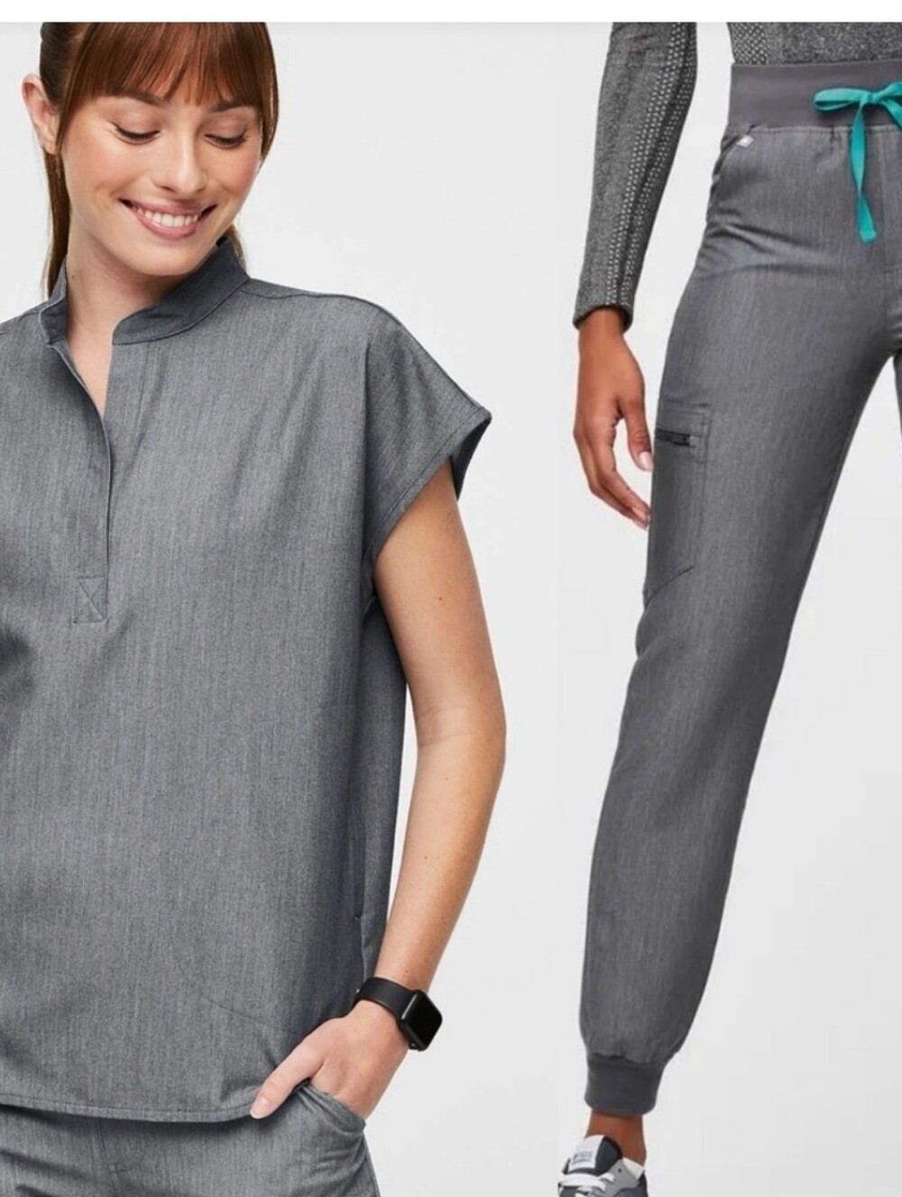 FIGS Scrubs Set Rafaela Top & Zamora Pants in Gray Xs/MP